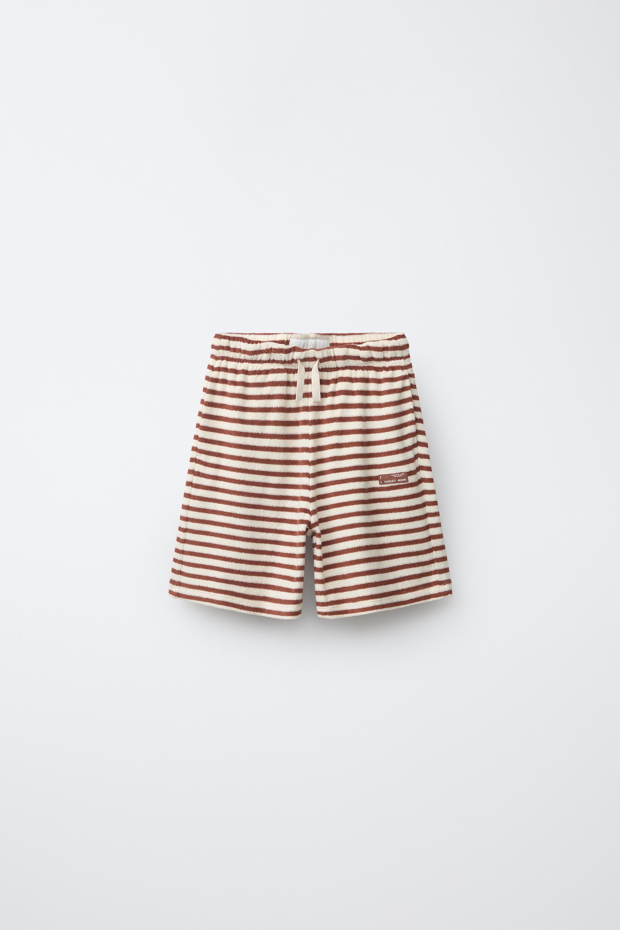 TOWEL EFFECT STRIPED T-SHIRT AND BERMUDA SET